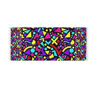 lace edge Washing Machine Top Cover with side bag washable Washer and Dryer Covers for the Top Teal Yellow Retro 80s 90s Abstract Fits Most Washers or Dryers 51.2x22in