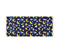 lace edge Washing Machine Top Cover with side bag washable Washing Machine Top Protector Mat Funny Paradise Sun and Moon for Refrigerator Roller Microwave Oven 51 2x22in