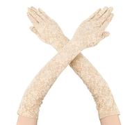Lace Elbow Gloves - Long Opera Party Fingerless, White & Tea Party Gloves For Women