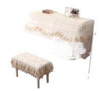 Lace Embroidered Piano Case Stool Covers Small Fresh Double-layer Thin Gauze Double Curtain Cloth For Piano(Beige,153x33x120cm 78x38cm)