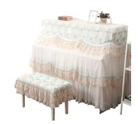 Lace Embroidered Piano Case Stool Covers Small Fresh Double-layer Thin Gauze Double Curtain Cloth For Piano(Green and Beige,153x33x120cm 78x38cm)