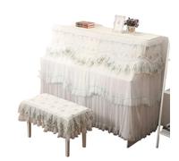 Lace Embroidered Piano Case Stool Covers Small Fresh Double-layer Thin Gauze Double Curtain Cloth for All Upright Pianos(Green,Piano cove155x40x130)