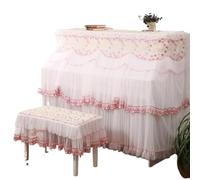 Lace Embroidered Piano Case Stool Covers Small Fresh Double-layer Thin Gauze Double Curtain Cloth For Piano(Light Red,153x33x120cm 78x38cm)