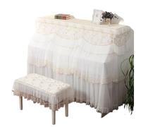 Lace Embroidered Piano Case Stool Covers Small Fresh Double-layer Thin Gauze Double Curtain Cloth For Piano(Gold,Stool cover58x38cm)