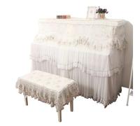Lace Embroidered Piano Case Stool Covers Small Fresh Double-layer Thin Gauze Double Curtain Cloth for All Upright Pianos(White,Piano cove153x33x120)