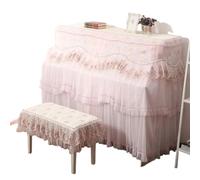 Lace Embroidered Piano Case Stool Covers Small Fresh Double-layer Thin Gauze Double Curtain Cloth Piano & Keyboard(Pink,Piano cove155x40x130)
