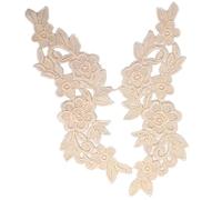 Lace Embroidery, Flower Rose Appliqué Patch for Sewing or Ironing Hollow Out DIY Lace Clothing Applique for Wedding Dresses Decoration Repair Clothing Backpacks Jeans Hats Beige