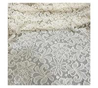 Lace Fabric by The Meter for Dresses Clothes Sewing Plain White Embroidery Hollow-Out Pressed Yarn Flowers Three-Dimensional DIY(Apricot)