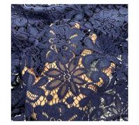 Lace Fabric by The Meter for Dresses Clothes Sewing Plain White Embroidery Hollow-Out Pressed Yarn Flowers Three-Dimensional DIY(Blue)
