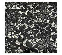 Lace Fabric by The Meter for Dresses Clothes Sewing Plain White Embroidery Hollow-Out Pressed Yarn Flowers Three-Dimensional DIY(Black)