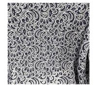 Lace Fabric by The Meter for Dresses Clothes Sewing Plain White Embroidery Hollow-Out Pressed Yarn Flowers Three-Dimensional DIY(Blue and White)