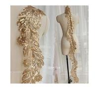 Lace Fabric Clothing Gold Sequin Flower Patch Applique Lace Fabric Sewing Dress Embroidery DIY Handwork Patches(Gold)