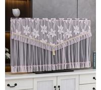 Lace Fabric Floral Embroidery TV Display Protector, Universal 32-75 Inch, Simple TV Screen Protector Dust Cover, Dustproof Protective and Decorative- Pink|| 52-55inch(130×85cm)