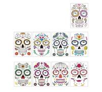 Lace Face Sticker 8 3x5 9 in for Halloween Cosplay Party | Adults and teens at themed parties, paper sheet fits most adult faces, 9 styles over eyes cheeks or full face, water