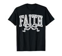 Lace Faith Coquette Bow Christian Religious Women Girl T-Shirt