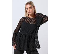Lace Flare Sleeve Peplum Top Yours Black 14