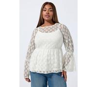 Lace Flare Sleeve Peplum Top Yours Cream 22-24