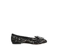 Lace Flats with Crystal Flower Decoration - female - Dolce & Gabbana - Ballerina Shoes - Multicolor - 2 1/2 UK - Shoes 2 1/2 UK