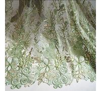 Lace Floral Fabric by The Yard African Lace Fabric for Dress Rectangular Embroidery Floral Lace Wedding Tablecloths Wedding Lace Table Runner- 1 Yard A17