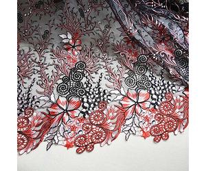 Lace Floral Fabric by The Yard African Lace Fabric for Dress Rectangular Embroidery Floral Lace Wedding Tablecloths Wedding Lace Table Runner- 1 Yard A16