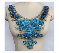 Lace Flower Appliques, Hand-Stitched Beads, Bone Rope Embroidery, Collars, Clothing Accessories(Lake Blue)