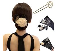 Lace Flower Hair Disk, 2Pcs Lazy Hair Bun Maker for Long Hairs, Flower Bun Roller, Soft Stretchy Disk Shaper Hairs Accessories For Women Daily Party Wedding (B)
