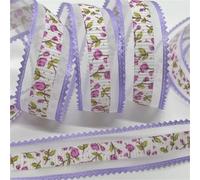 Lace Flowers Printed Embossed Ribbon for Handmade Craft Scrapbook Easter Marriage Party Wedding Gift Floral Packing(Color-04)