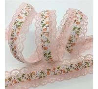 Lace Flowers Printed Embossed Ribbon for Handmade Craft Scrapbook Easter Marriage Party Wedding Gift Floral Packing(Color-09)