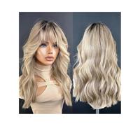 Lace Front Wig 100% Natural Looking Fringe Wig Dark Roots Synthetic Lace Wigs for Women Ash Honey Blonde Glueless with Bangs Wear(22INCHES)