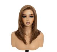 Lace Front Wig 13X3 Free Part Pre Plucked Bob 16" Straight Layered Ombre Brown Wigs Beautiful