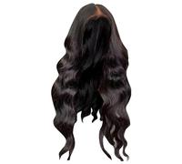 Lace Front Wig, 150% Density Brazilian Body Wave, Heat Resistant Synthetic Fibre, Pre-Plucked with Baby Hair, 68.7 cm Length, Black
