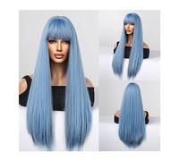 Lace Front Wig 65cm/26inch Long Straight Synthetic Wig with Bangs Mixed Grey Blonde Cosplay Lolita Wig for Women Party High Temperature Fibre Hair for Daily Party Use(Color:Wig-WL1085-3)