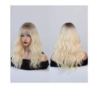 Lace Front Wig Dark Red Wigs for Women Burgundy Wavy Wig with Bangs Colorful Synthetic Ombre Red Wig for Daily Party for Daily Party Use(Color:Ombre Platinum Blond)