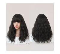 Lace Front Wig Dark Red Wigs for Women Burgundy Wavy Wig with Bangs Colorful Synthetic Ombre Red Wig for Daily Party for Daily Party Use(Color:Black)