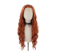 Lace Front Wig Ginger Brown Synthetic Long Water Wave Transparent Lace Front Wigs Women Party Cosplay Daily Wear(26inches)