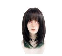 Lace Front Wig Green Dyed High-level Wig For Women, Medium To Long Collarbone Hair, Full Head Set, Mullet Fish Design
