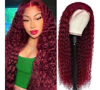 Lace Front Wig Human Hair 13x4 Deep Wave Human Hair Wig 180% Density 99J HD Burgundy Lace Front Wigs Pre Plucked With Baby Hair For Women 24inch