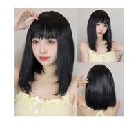 Lace Front Wig Light Brown Synthetic Wigs Straight Short Bob Cut with Bangs Wig for White Women Korean Daily Party Cosplay Heat Resistant Hair for Daily Party Use(Color:LC1052-1)