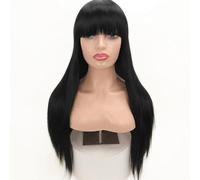 Lace Front Wig Qi Liu Hai Long Straight Hair Wig Headset | Natural And Realistic | Suitable For Multiple Occasions(Black)