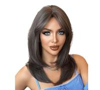 Lace Front Wigs Human Hair Eight Character Bangs, Medium Long Hair Wig, Natural Women's Full Head Set for Women