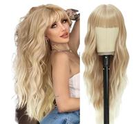 Lace Front Wigs Human Hair Ladies' bangs big waves long curly hair wig natural and elegant for Women(Gold)