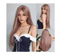 Lace Front Wigs Human Hair Long Straight Rose Pink Blonde Synthetic Hair Wigs Colorful Cosplay Halloween Wig with Bangs for Women Afro Daily Heat Resistant Wigs for Women