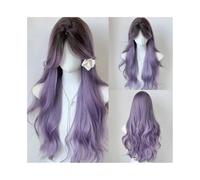 Lace Front Wigs Human Hair Long Wavy Ombre Purple Synthetic Wig Middle Part Fluffy Heat Resistant for Daily Party Wigs for Women