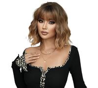 Lace Front Wigs Human Hair Orange gold wool curly wig, women's full head cover, natural wave, short hair for Women