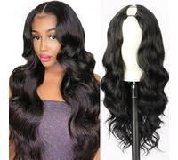 Lace Front Wigs Human Hair Women's Half Head Set Big Wave Long Curled Hair Natural Fluffy Wig for Women(Black)
