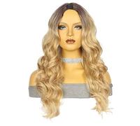 Lace Front Wigs Human Hair Women's Half Head Set Big Wave Long Curled Hair Natural Fluffy Wig for Women(Gold)