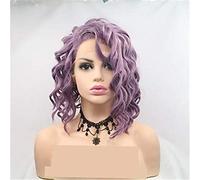 Lace Front Wigs Synthetic Wig Ladies Deep Curly Purple Layered Hairstyle 150% Density Synthetic Hair Purple Wig,18 inches