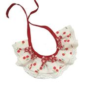 Lace Gradient Blue Pet Bow Tie with Bib, Adjustable Kitten Cat & Small Dog Neckwear, Elegant Frilly Collar Accessory for Bichon Frise, Wedding Photo Party(Cherry Red Plaid Navy Blue,S)