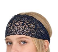 Lace Hair Band - Headscarf with Floral Pearl Lace,Wide Elastic Headbands in Boho Style - Suitable for Wedding, Travel, Daily Wearing, Holiday and Hair Styling