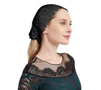 Lace Head Covering for Church Mantilla Veil Catholic Chapel Veil S98, Black, One Size